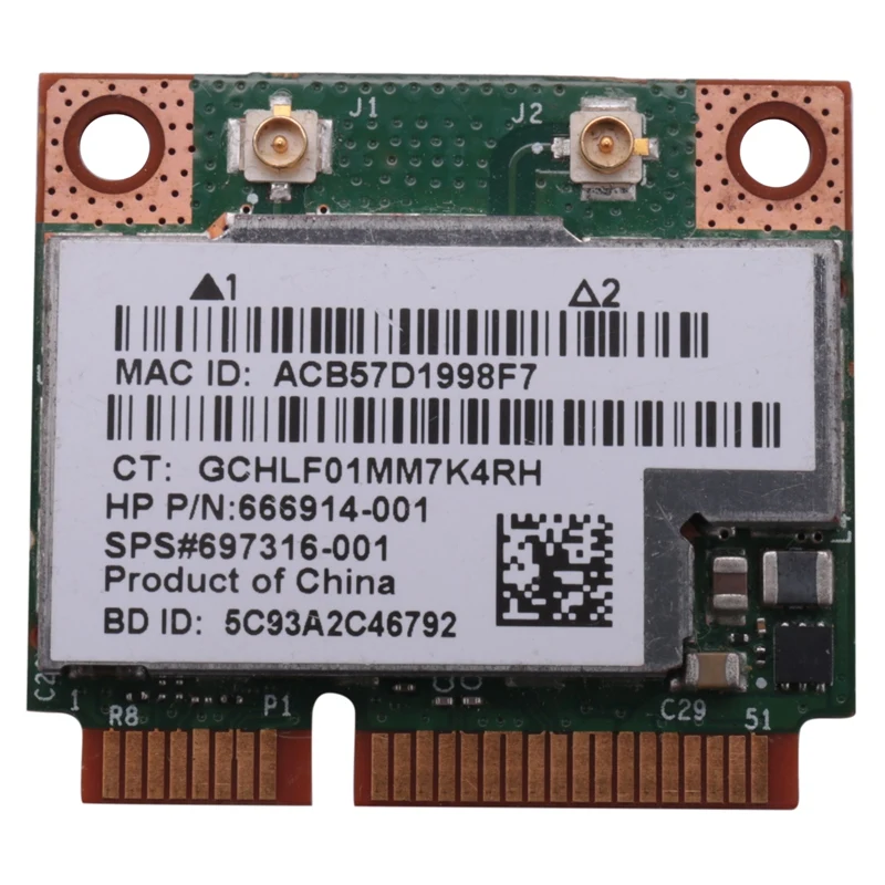 

Двухдиапазонная беспроводная карта BCM943228HMB 802.11A/B/G/N 300 Мбит/с, Wi-Fi, Bluetooth 4,0, половинная мини-Pci-E Wlan для ноутбука 2,4 ГГц 5 ГГц