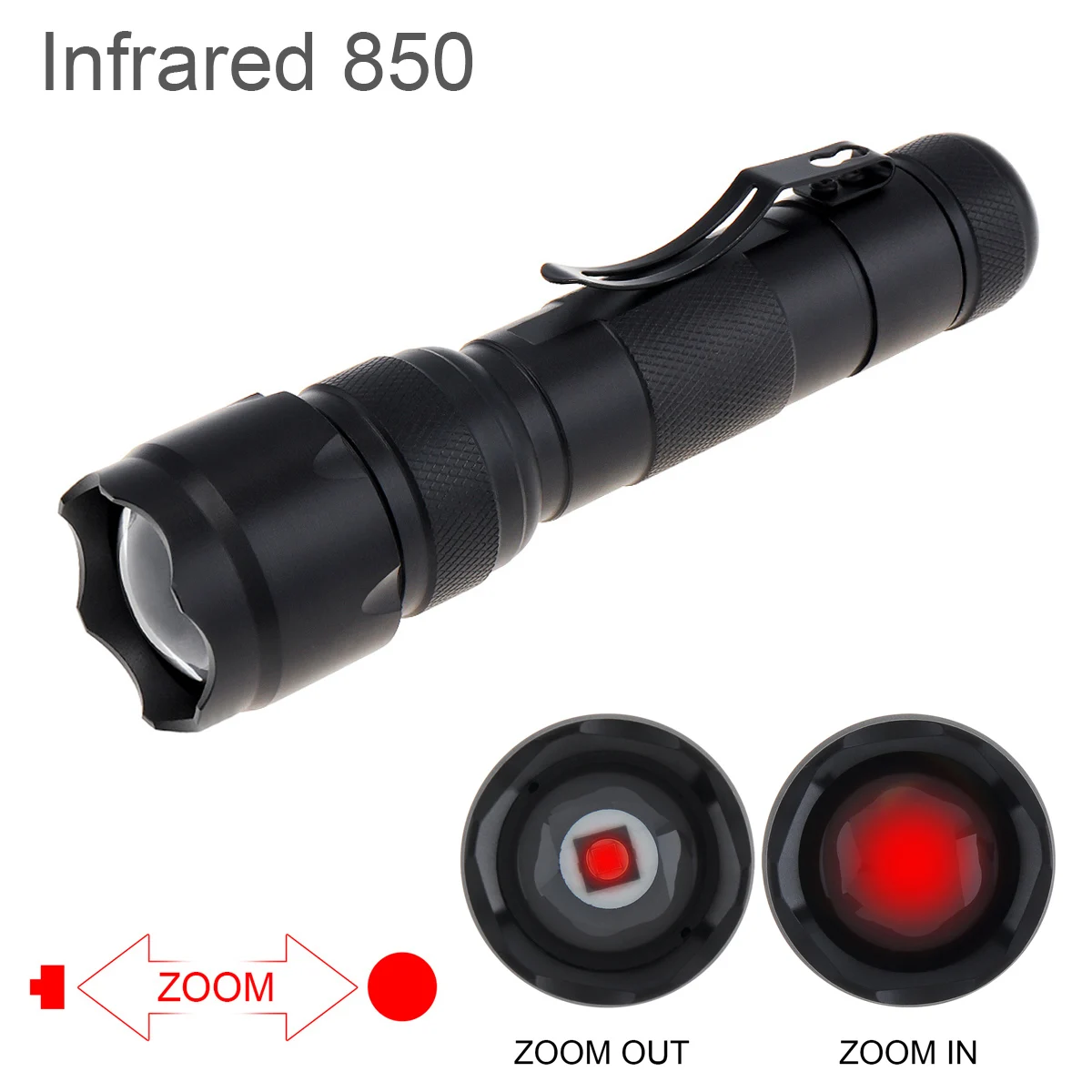 

502F Mini LED Infrared IR 850nm Night Vision Zoom Flashlight Handheld Waterproof and Shockproof Flashlight for Hunting Outdoor