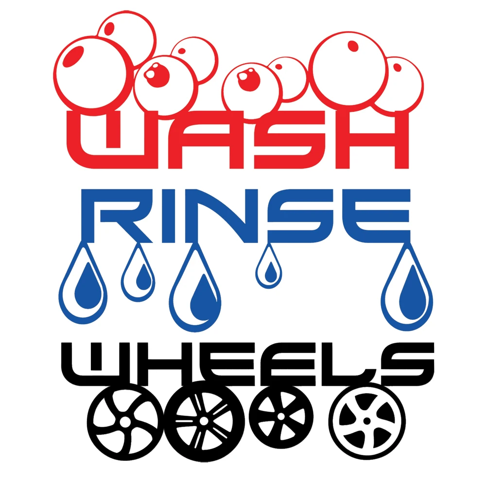 

20/25/30cm Fashion Car Detailing Wash Rinse & Wheels PVC Bucket Stickers Valeting Cleaning Decals Stickers Sunscreen Waterproof