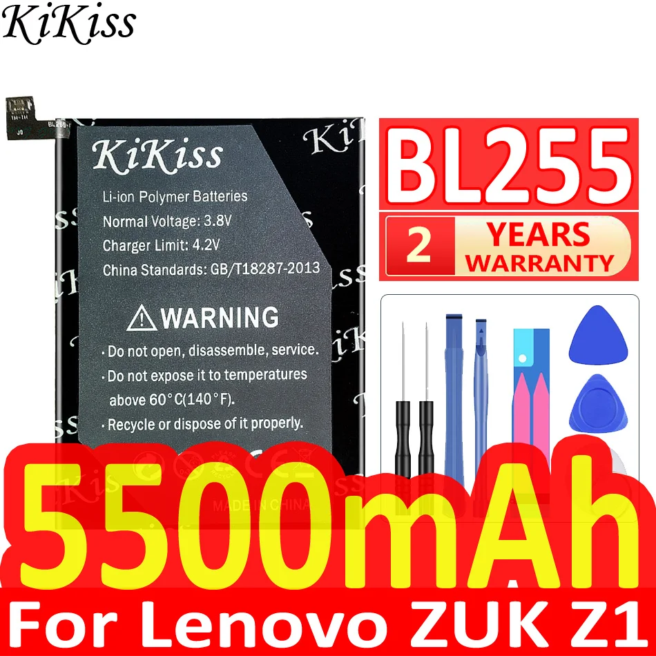 

KiKiss 5500mA High Quality BL255 BL 255 Battery For Lenovo ZUK Z1 ZUKZ1 Z1221 Battery Replacement Back Up Batteries Bateria