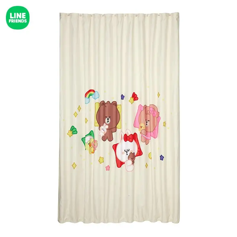 

LINE FRIENDS Anime Brown Cony Sally Choco Kawaii Shower Curtain Cartoon Girly Heart Print Bathroom Waterproof Partition Curtain