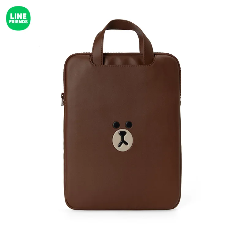 

LINE FRIENDS LEATHER LIKE Series Kawaii Brown 13 Inches Computer Bag Anime Cute Girl Heart 16 Inches Storage Bag Gifts for Girls
