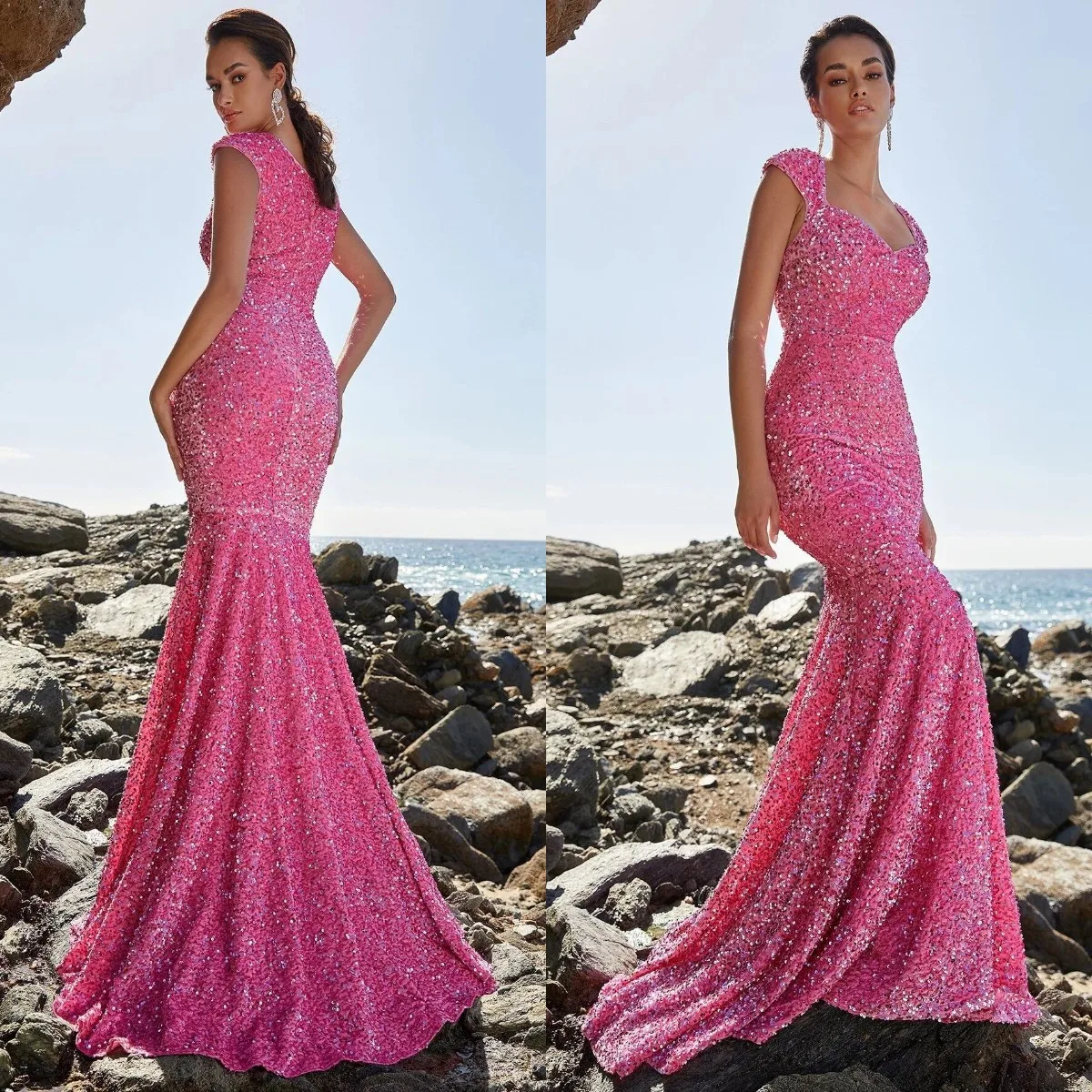 

Женское длинное вечернее платье с юбкой-годе, без рукавов