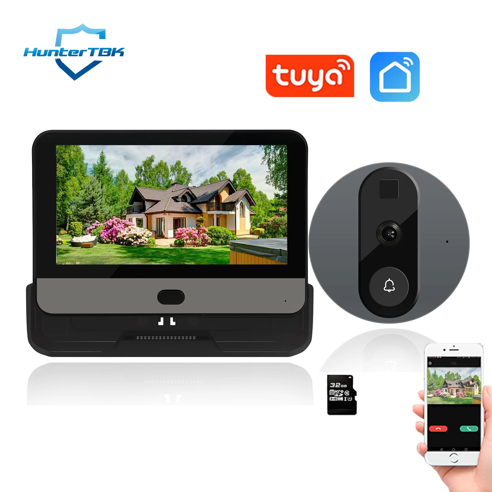 Tuya Smart Peephole Camera 1080P HD Video Doorbell Wifi Home Bell PIR Motion Detection Intercom for Home Surveillance