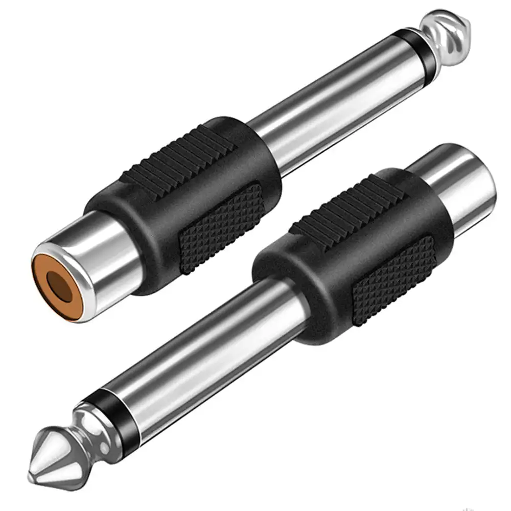 

6.35mm to RCA Female Adapter 1/4 Male Plug to Phono Female Socket for Microphone, Guitar, Speaker, Amplifier, Mixer, Audio Card