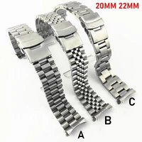 for seiko with logo high end metal stainless steel folding clasp 20mm 22mm skx007 curved end watch bracelet for men women