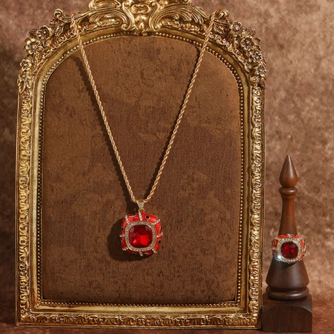 Свадебный набор украшений STALAIT из меди с красным хрусталем