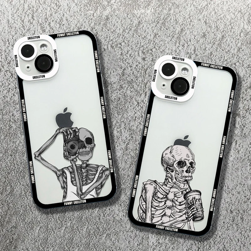 

Skeleton Skull Phone Case For Xiaomi Poco X5 X4 M4 Pro 5G X3 Mi 13 12 11 Lite 12T 12X 12S 11T Transparent Shockproof Back Cover