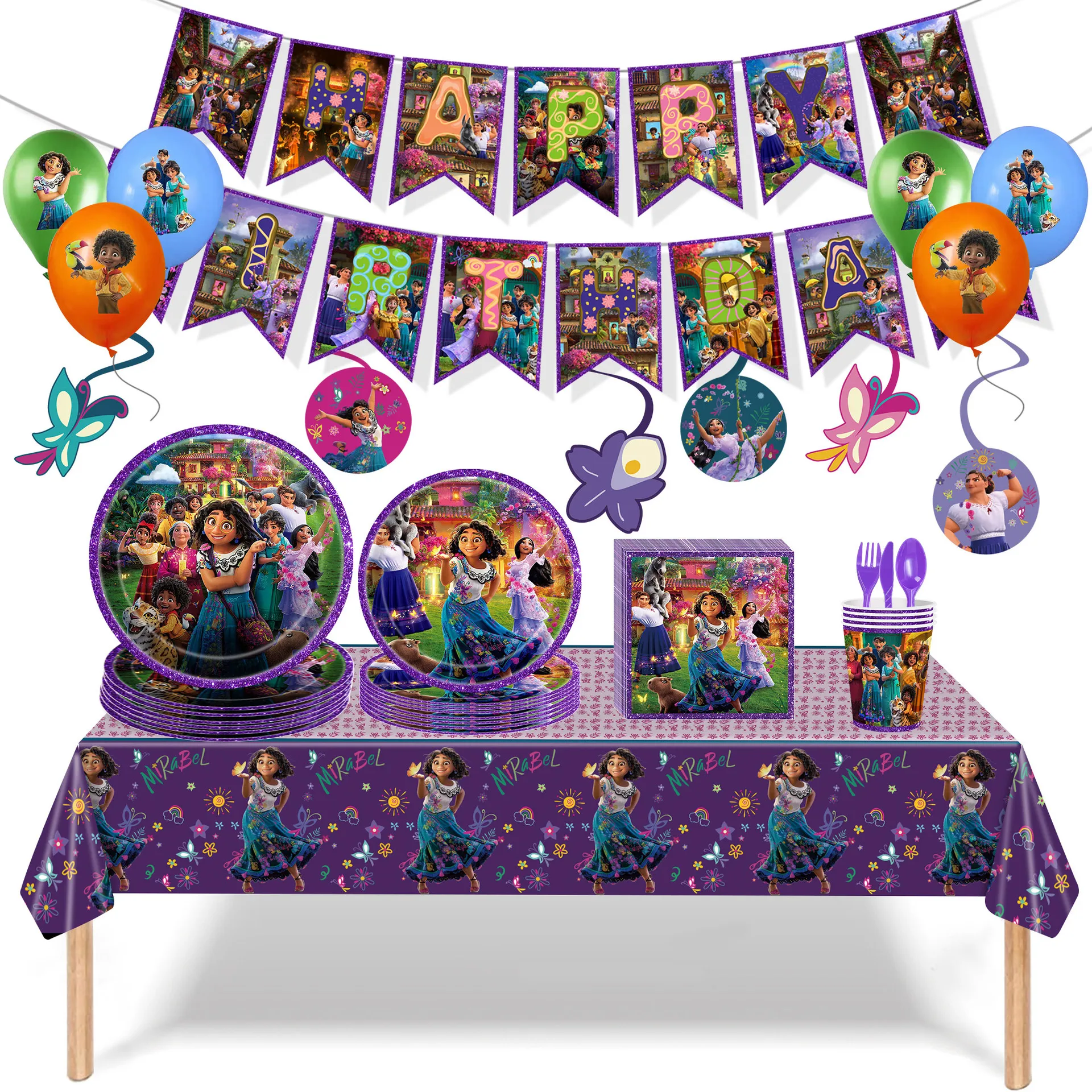 

Disney Encanto Mirabel Anime Figure Birthday Party Balloon Decorations Set Banner Topper Cake Supplies Surprise Children Gift