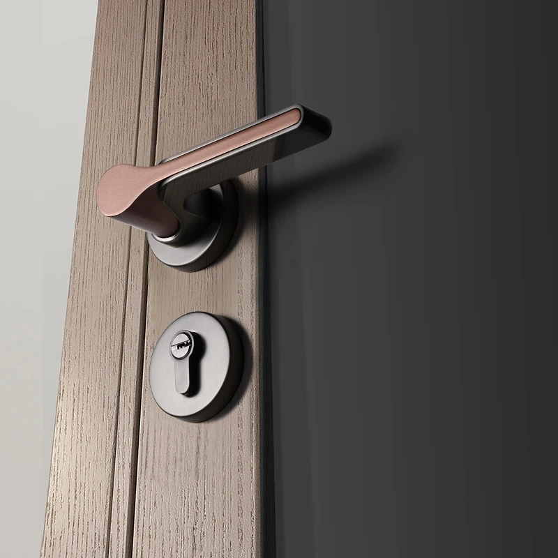 

SORWDUERM Door Handle With Key Door Levers Privacy Interior Lock for Bedroom and Bathroom Zinc Alloy