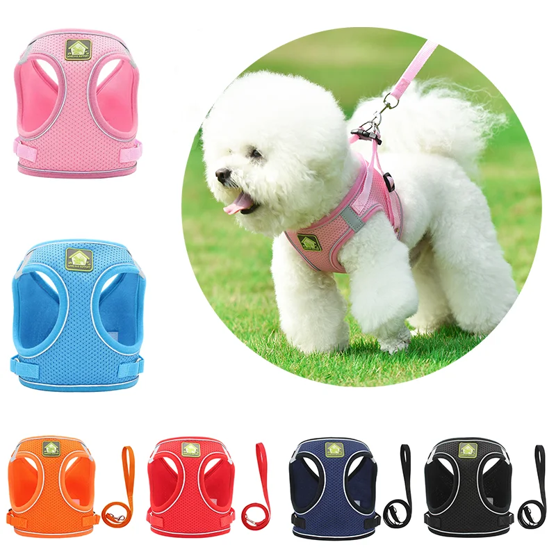 Шлейка для маленьких собак и кошек сетчатая дышащая жилетка домашних питомцев