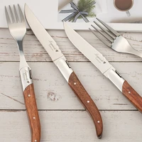 cutlery tableware set wooden handle stainless steel knife fork spoon dinnerware sets luxury flatware set kitchen device sets