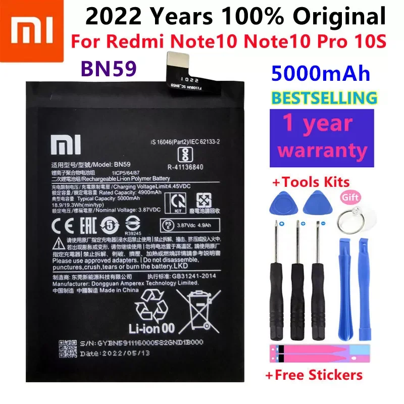

100% Original High Quality New BN59 5000mAh Battery For Xiaomi Redmi Note10 Note 10 Pro 10S Note 10pro Global Batteries Tools