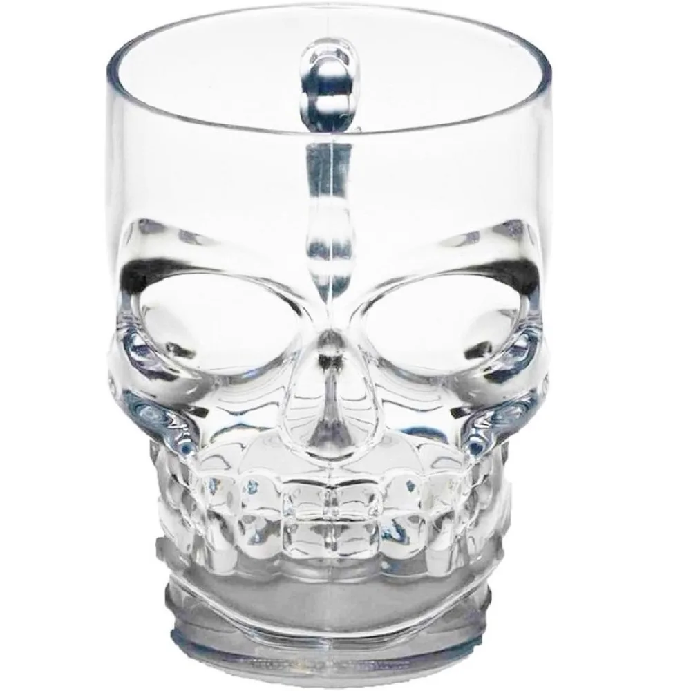 

500ML Transparent Skull Beer Glasses With Handle Coffee Mug and Crystal Skull Cups Wine Glass for Club Bar Decoration