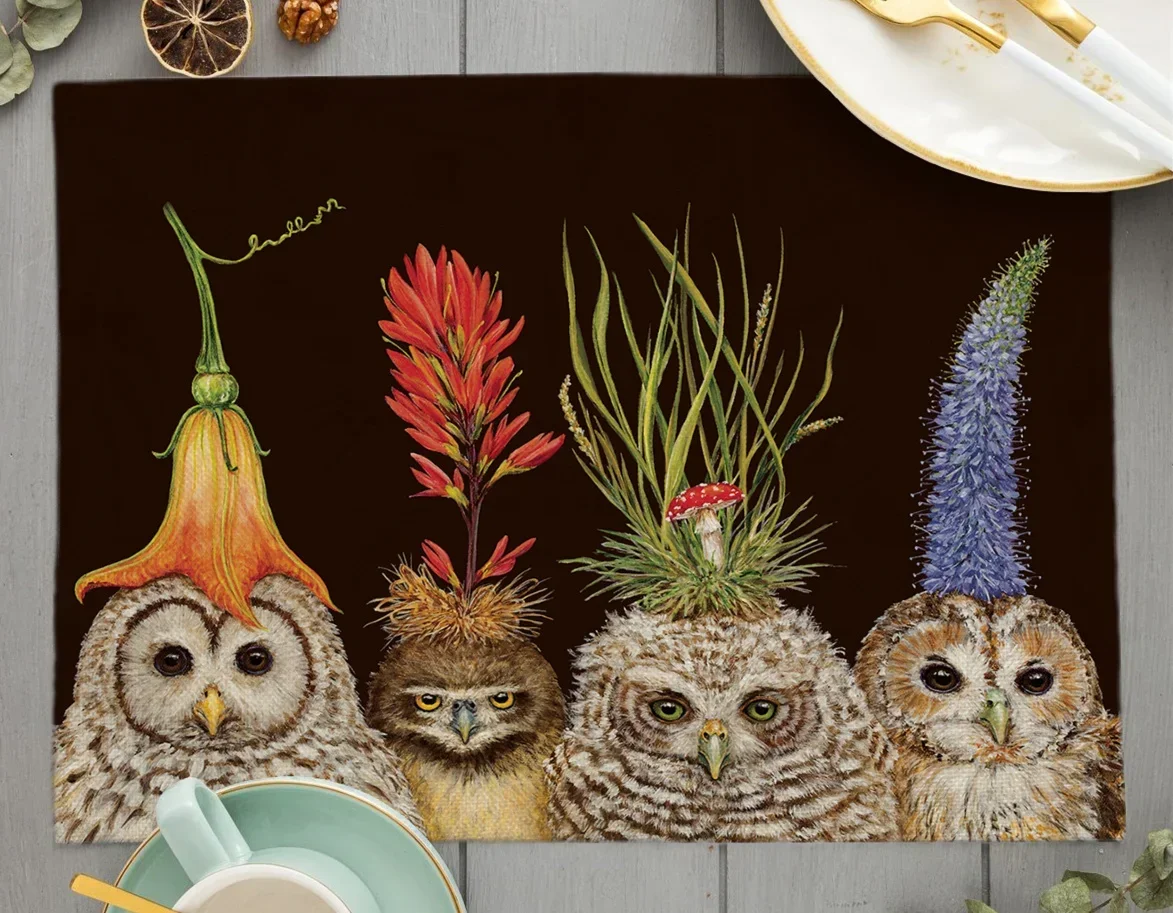 

Льняные коврики для обеденного стола с животными