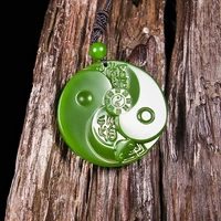 chinese natural green jade taiji bagua pendant necklace hand carved charm jadeite jewelry fashion amulet gifts for men women