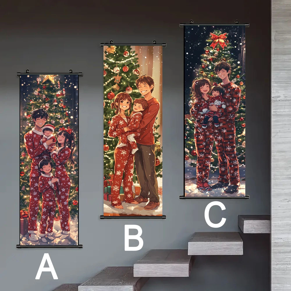 Семейная одежда в одинаковых рождественских пижам и улыбающихся рождественской