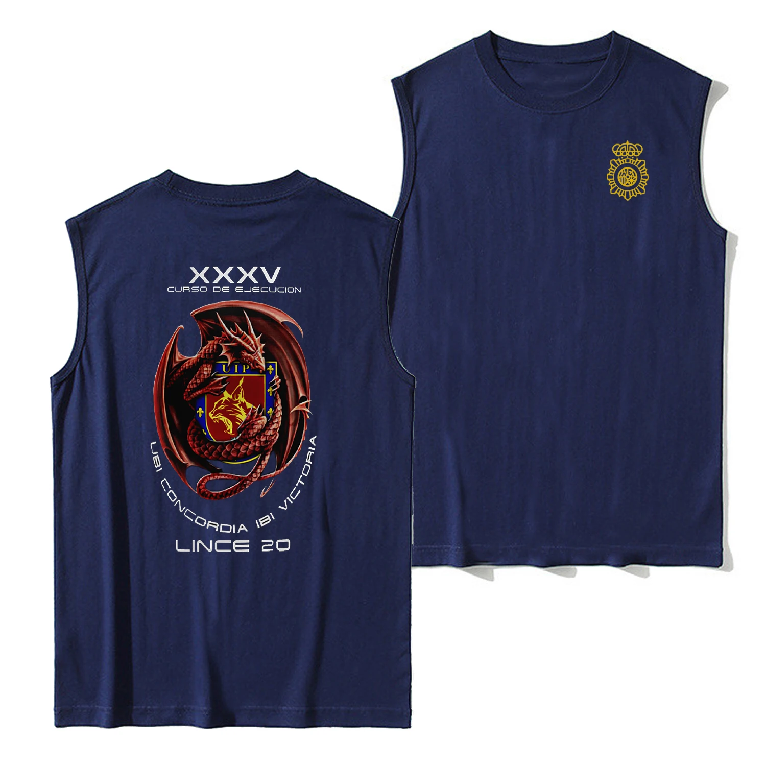 XXXV Promoción UIP Lince 20 Arida испанское Policia Baile жилет из 100% хлопка с круглым вырезом