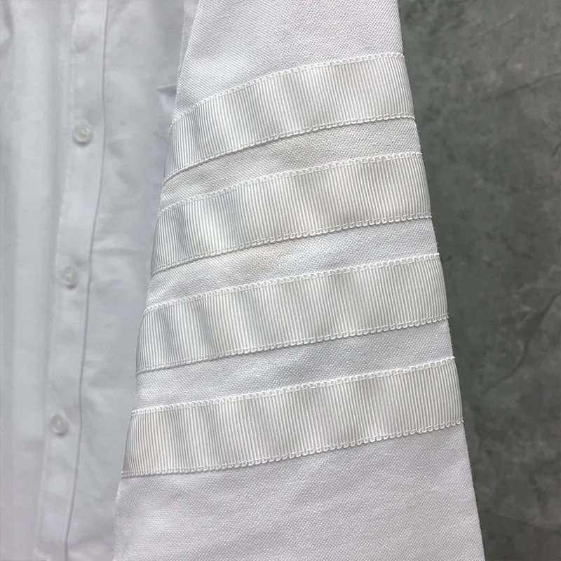 TB Spring New Men's Shirt Oxford Long-sleeved White Shirt Business Casual White Four-bar Cotton White Shirt Single Breasted Suit