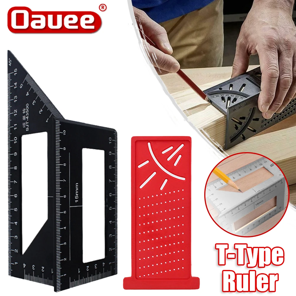 

Carpenter Line Square Measuring Ruler 45 90 Degree Line Ruler Woodworking Scribe Mark Line Gauge T-Type Ruler Measuring Tools