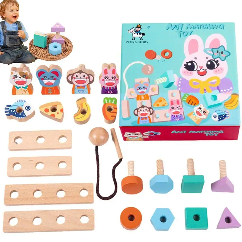 

Wooden Nuts And Bolts Toys For Toddlers Montessori Fine Motor Skills Toys For Toddlers Montessori Stacking Learning Game