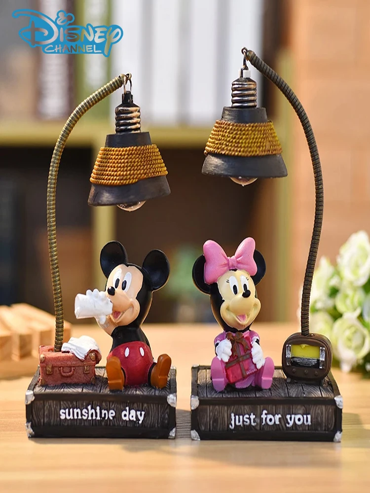 

Disney Mickey Desk Lamp Minnie Mouse Led Night Light Cartoon Anime Mickey Minnie Model Doll Toy for Kid Home Decor Birthday Gift