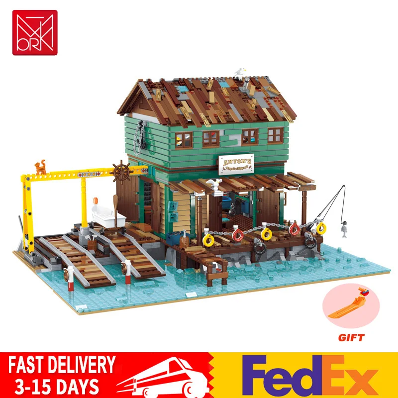 

Compatible with Lego Sets MOC House Street View City Architecture Models Shipyard Modular Building Blocks Toys children's Gifts