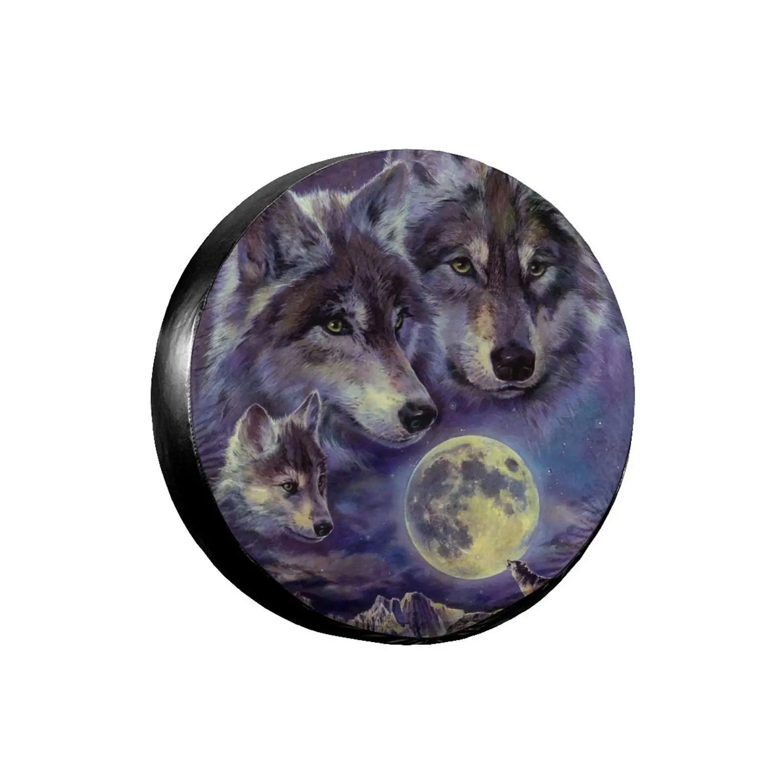 

3D Printed Wolf Spare Tire Cover Waterproof Dust-Proof UV Sun Wheel Tire Cover Fit for Jeep,Trailer,