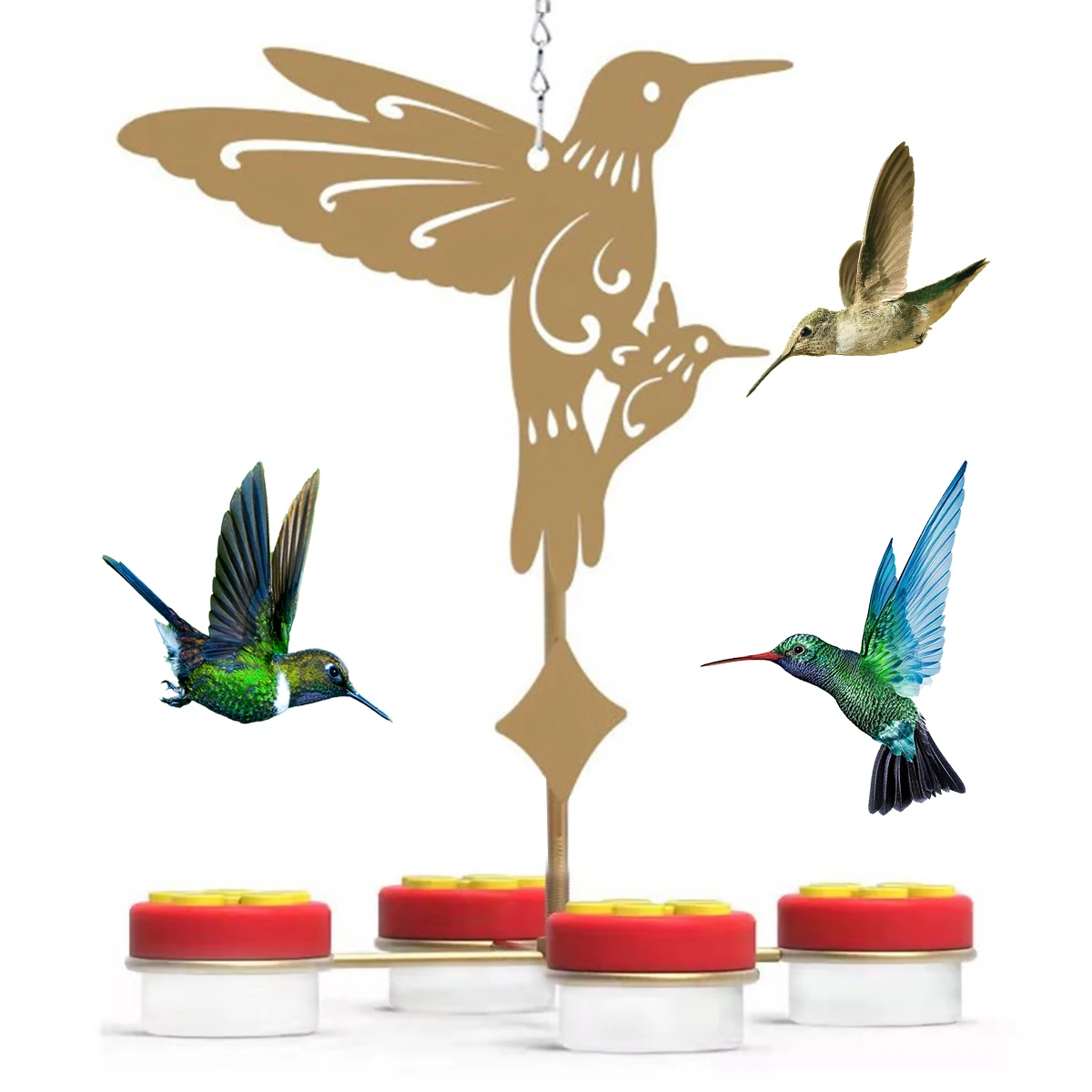 

Hanging Hummingbird Feeder with Bird Shape Pendant Brush Clear Bottom Durable Plastic Wild Bird Seed Feeder Bird Supplies for