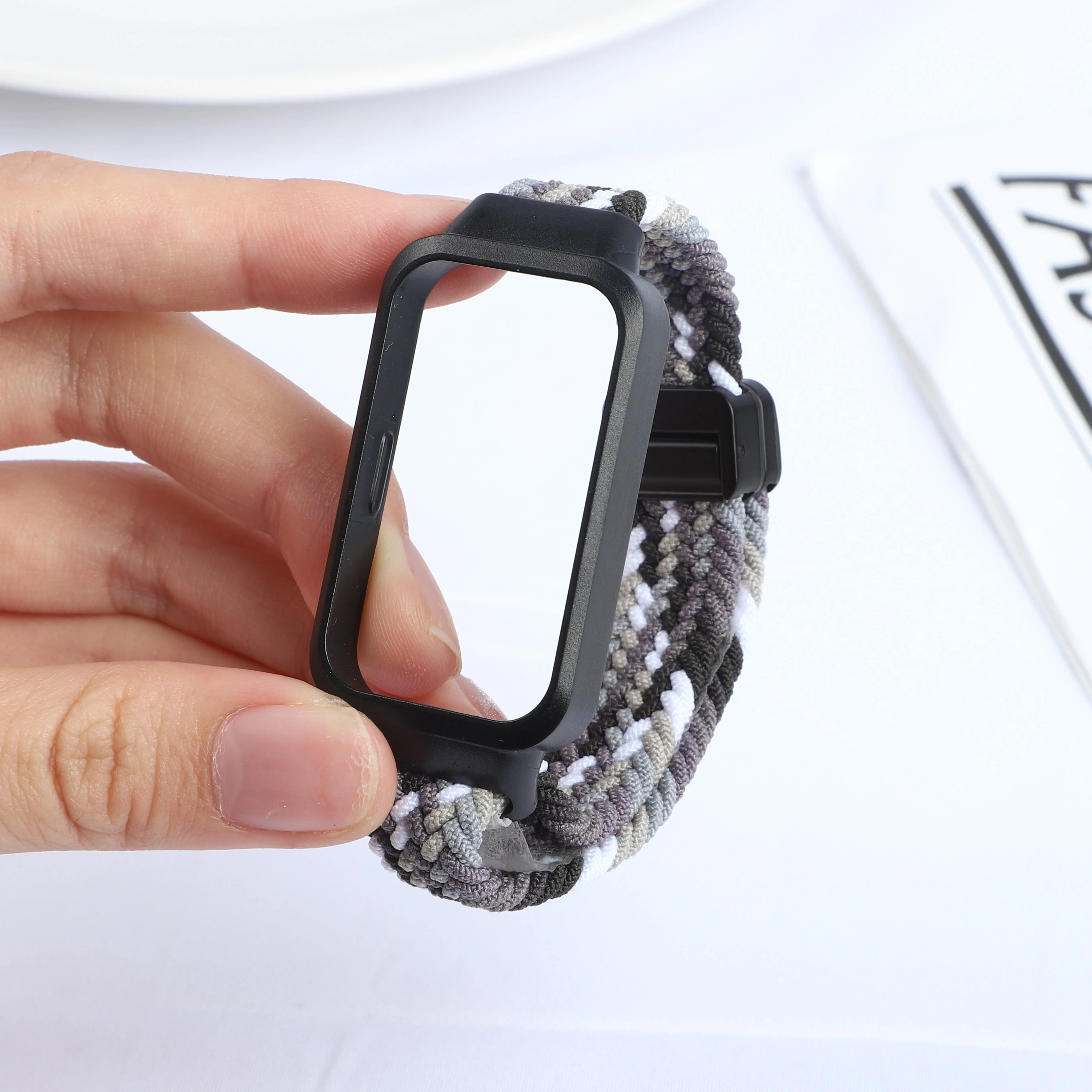 Фото Плетеный ремешок для Xiaomi Mi Band 9/8 Active, спортивный магнитный нейлоновый браслет + чехол для Redmi Band 3/2 №3