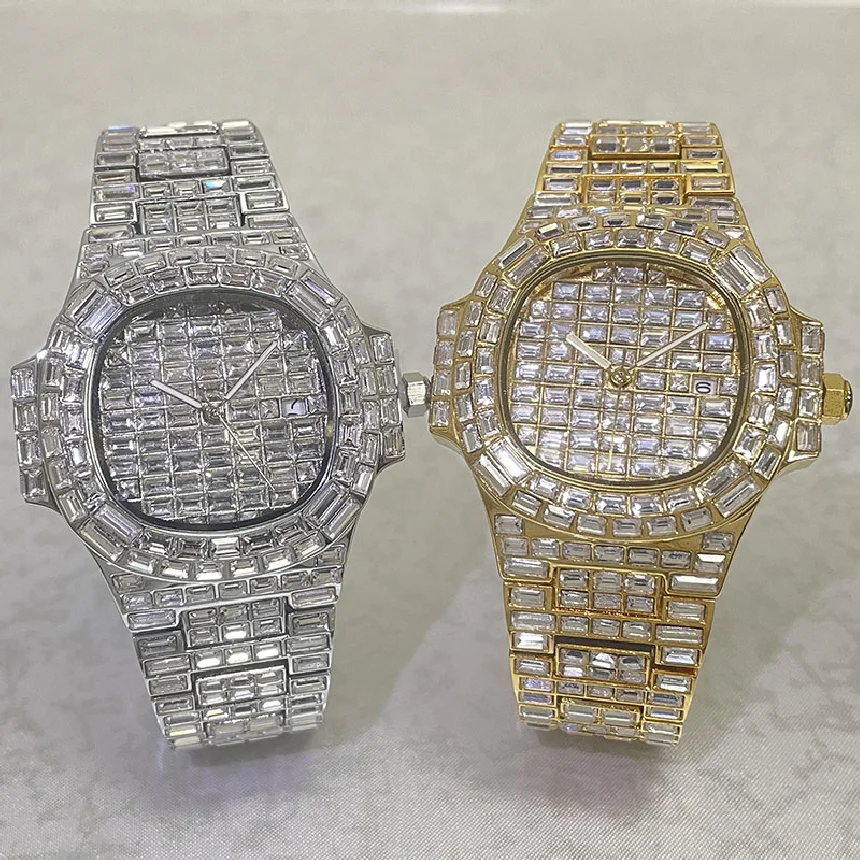 

MISSFOX Hip Hop Brand Fashion Watch For Men Luxury Full Diamond Quartz Wristwatch Waterproof Gold Sliver Clock Male Jewelry Gift