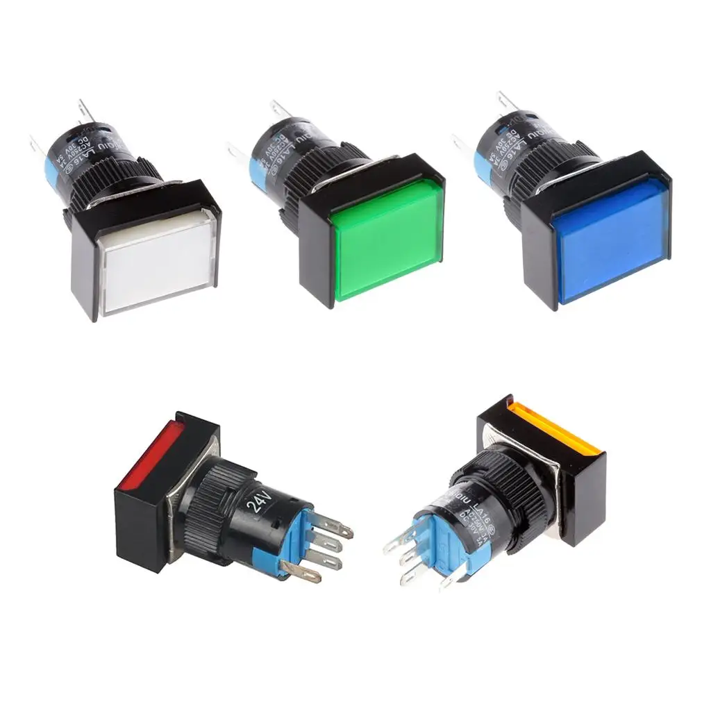 16 мм кнопочный переключатель мгновенного прямоугольного светодиодной лампы