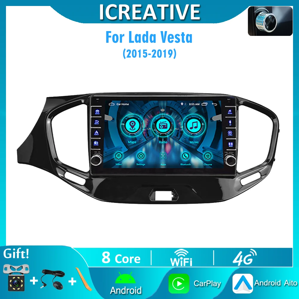 

2Din Android 9" For LADA VESTA 2015-2019 4G CARPLAY Car Multimedia Player GPS Navigation Wifi Stereo Radio Head Unit With Frame