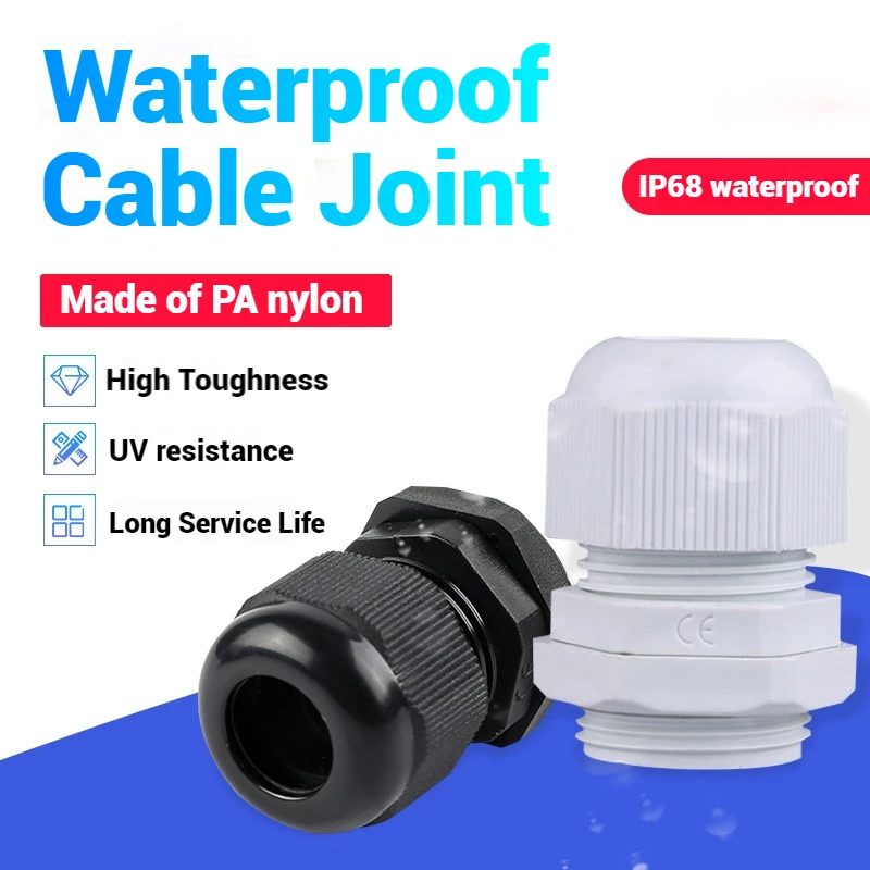 50 Шт. Водонепроницаемые Кабельные Вводы Черные Пластиковые Уплотнения Нейлон IP68
