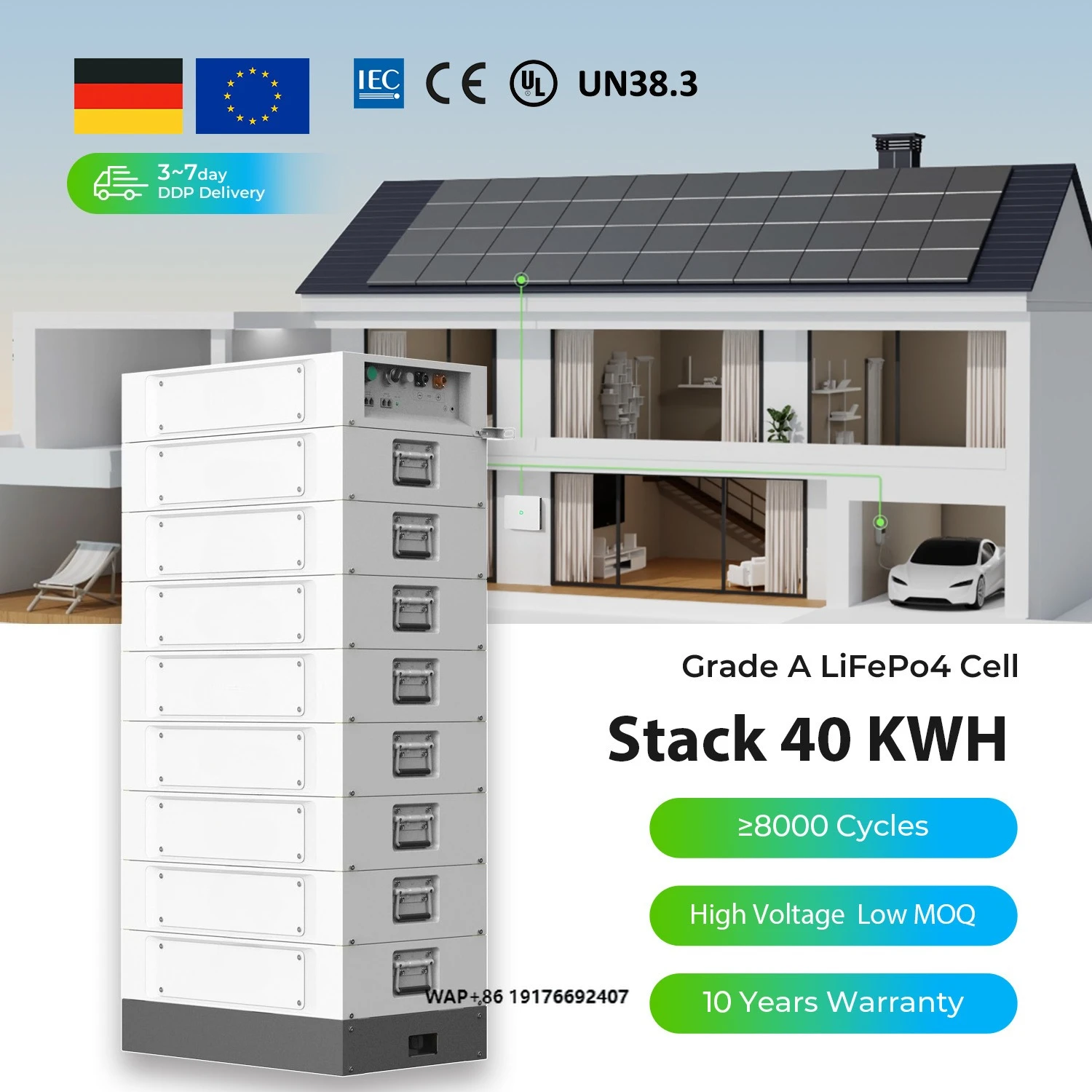 Фото Dyness Stack 100 51,2 В 100 Ач аккумуляторный блок 15 кВтч 20 кВтч 30 кВтч Высоковольтный штабелируемый аккумулятор Lifepo4 для домашнего хранения энергии №1
