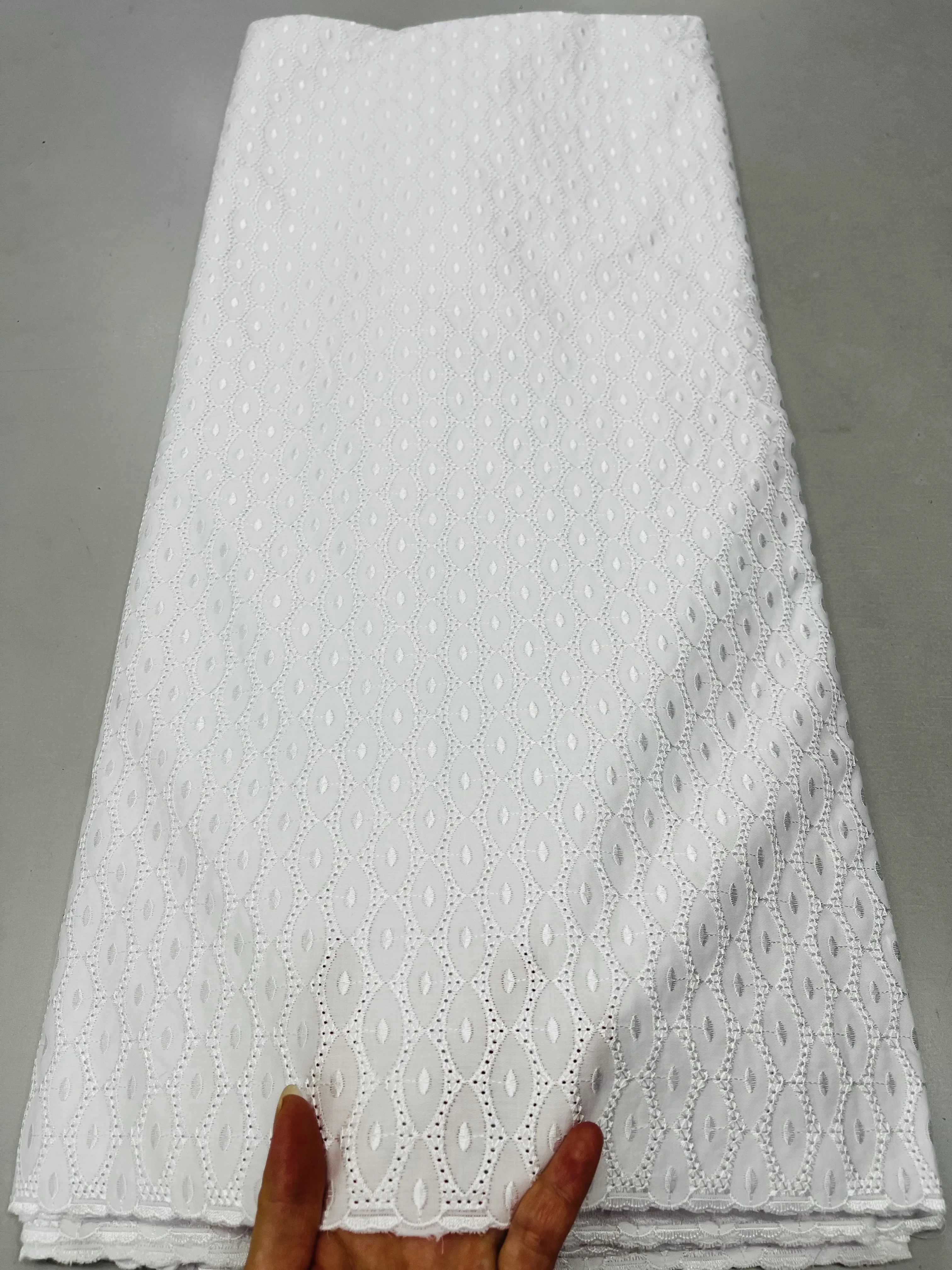 

Pure White Original Austria Cotton African Polished Fabric 2022 Swiss Voile Lace Fabric Garment For Occasions Celebrants 5 Yards