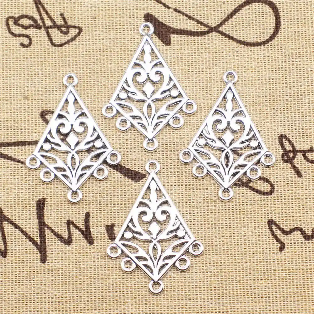 

Серьги-соединители серебряного цвета с бриллиантами, 39x28 мм, 5 шт.