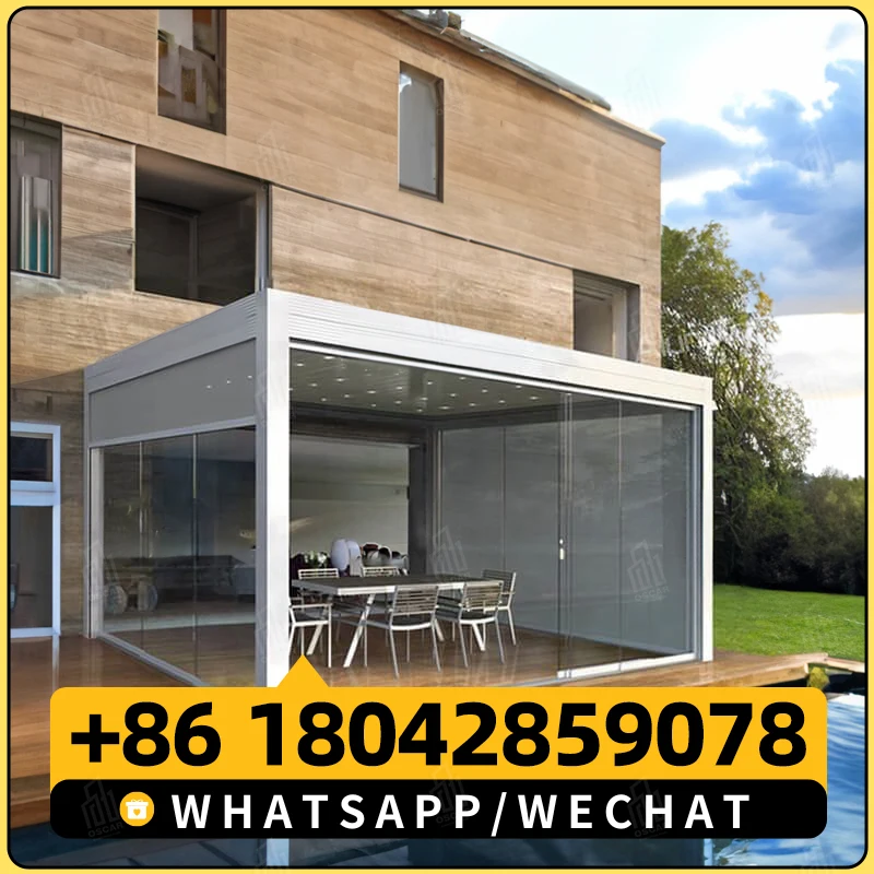 Водонепроницаемая беседка моторизованная 4x3 уличная тент садовый навес жалюзи