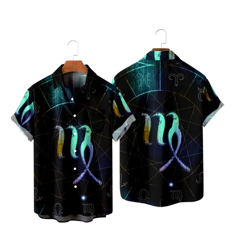 

Men's Fashion Y2K T-Shirts Hawaiian Shirt Devil Viking Texture 3D Print Cozy Casual Short Sleeve Beach Oversized Clothes 2