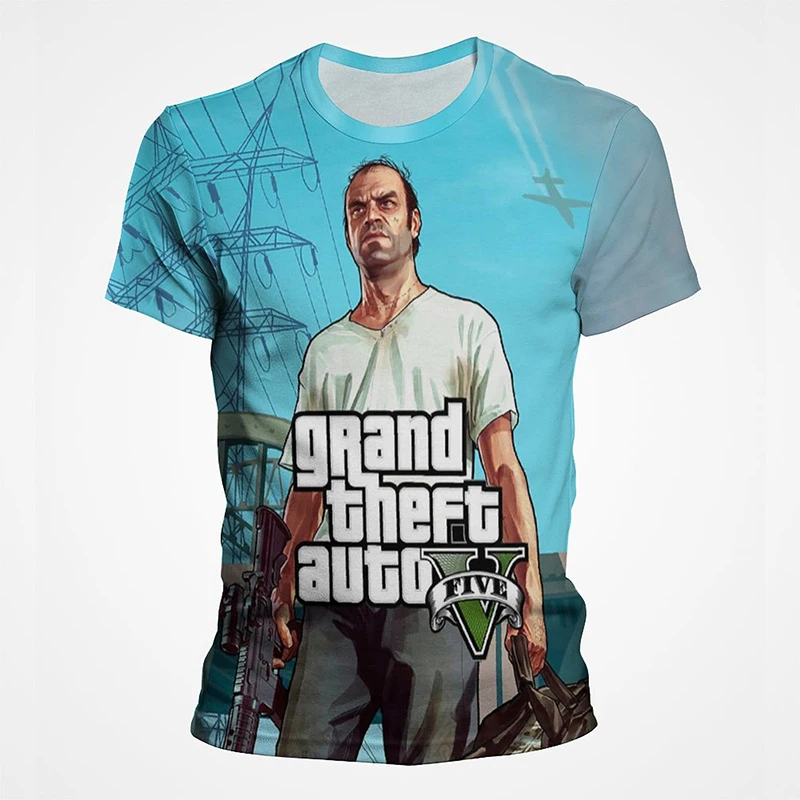 Футболка Grand Theft Auto GTA мужские футболки с 3D принтом летние модные повседневные