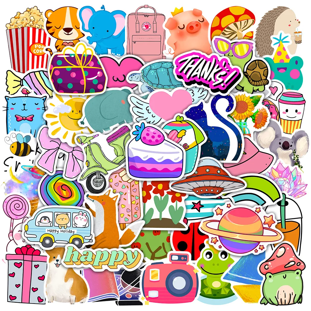 

50 Vsco Wind Cartoon Children's DIY Toy Trolley Case Thermos Cup Hand Account Notebook Decorative Graffiti Stickers Waterproof