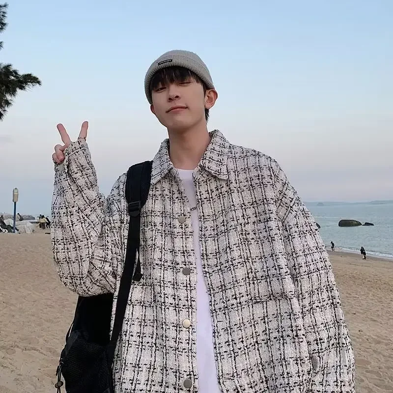 Куртка мужская твидовая свободного покроя Повседневная модная Брендовая