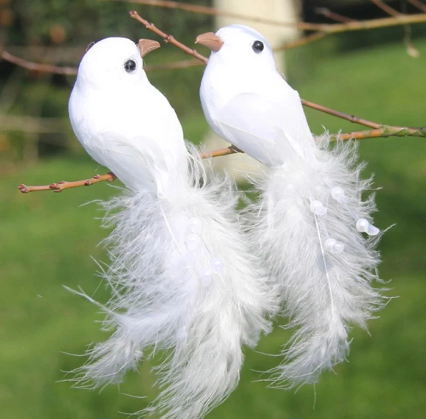 

Fake Doves Artificial Artificial White Doves Foam Feather Wedding Ornament Home Craft Table Decor Bird Toy Wedding Decoration