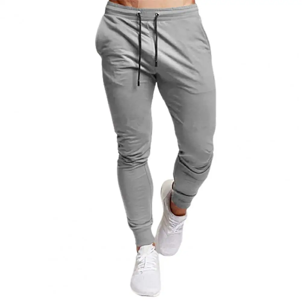 

Sport Pants Men Solid Color Elastic Waist Drawstring Ankle-banded Fitness Sweat Absorption Running Sweatpants Men Clothing 2023