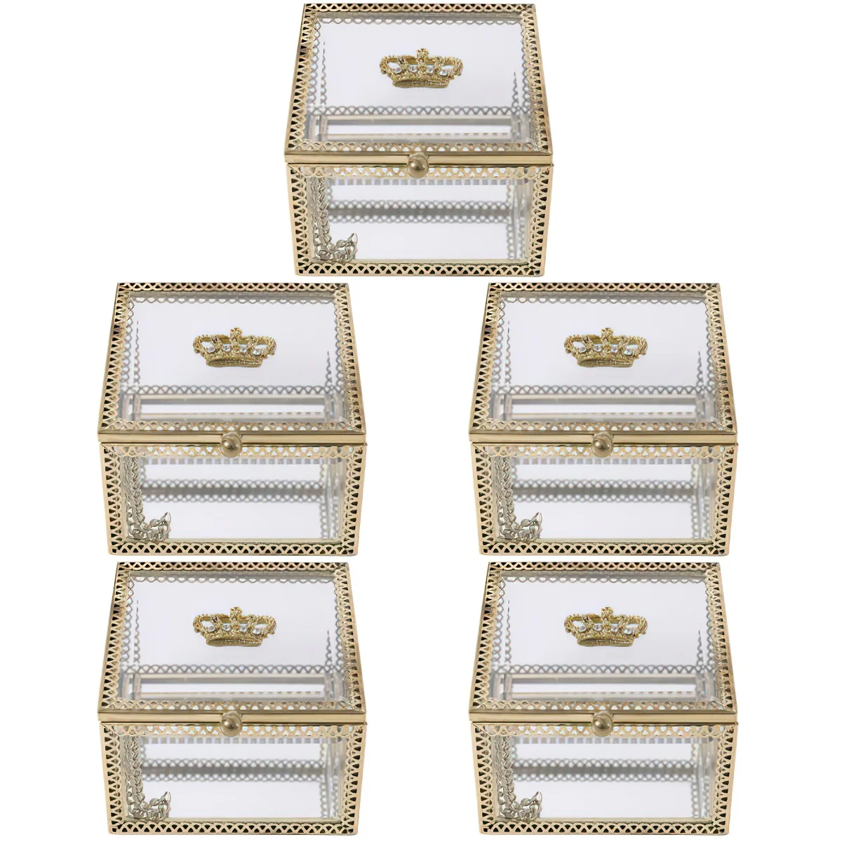 

5x Trinket Box Glass Jewelry Box Necklace Storage Box Keepsake Box Glass Box