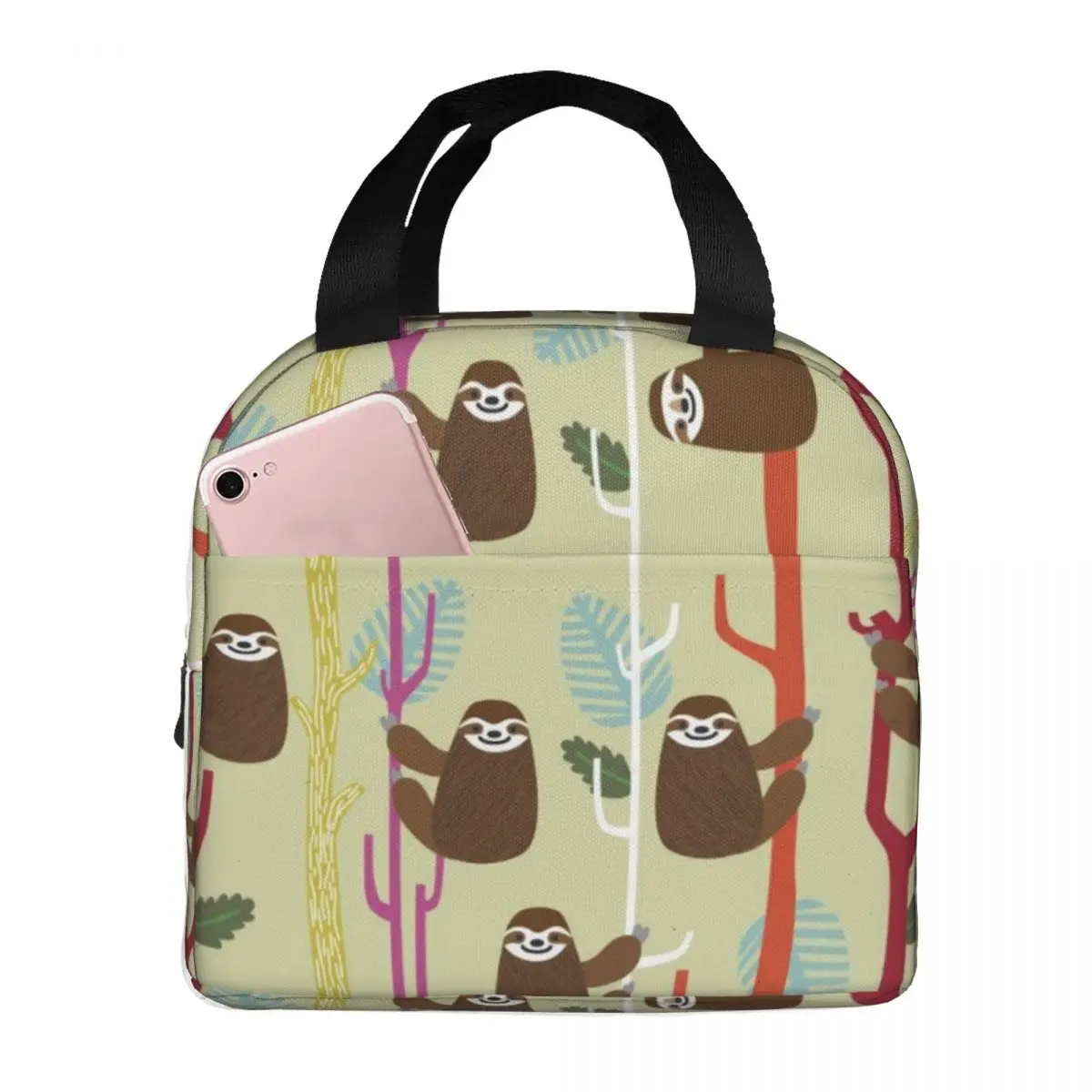 

Brown Sloth Portable Insulated Oxford Lunch Bag Reusable Lunch Box Lunch Organizer Thermal Cooler Tote Bag