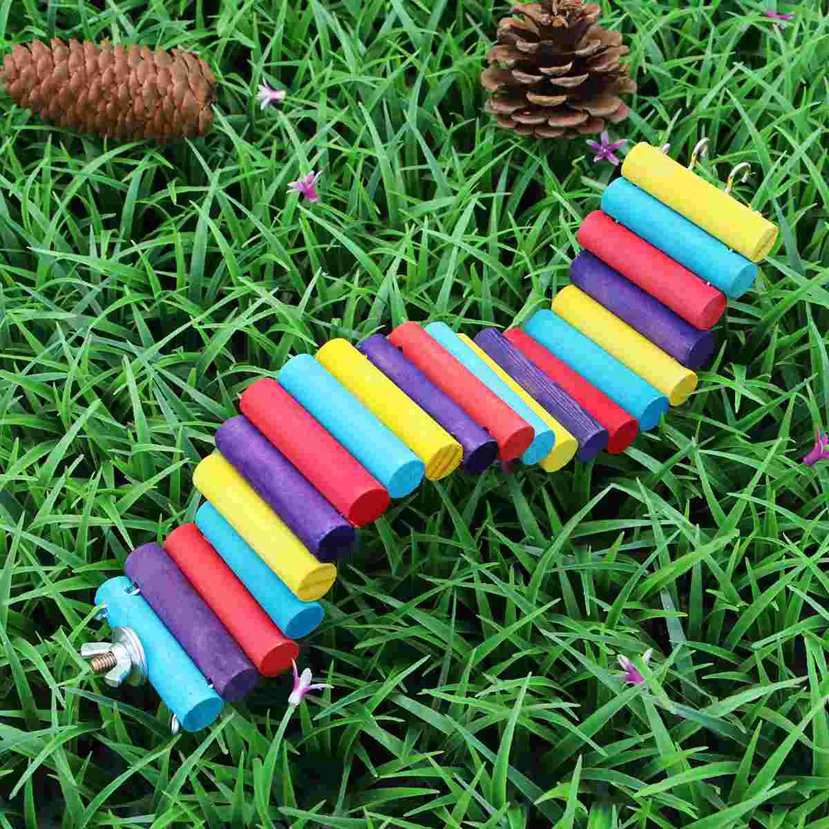 

Pets Parrot Hamsters Climbing Toys Colorful Bridge Gerbil Exercise Ladder Natural Woods Pet Ladder Toy 6x30cm