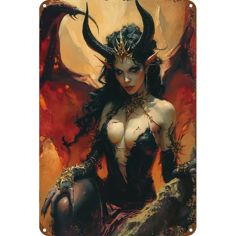 Металлическая настенная табличка Dragoness черно-красная