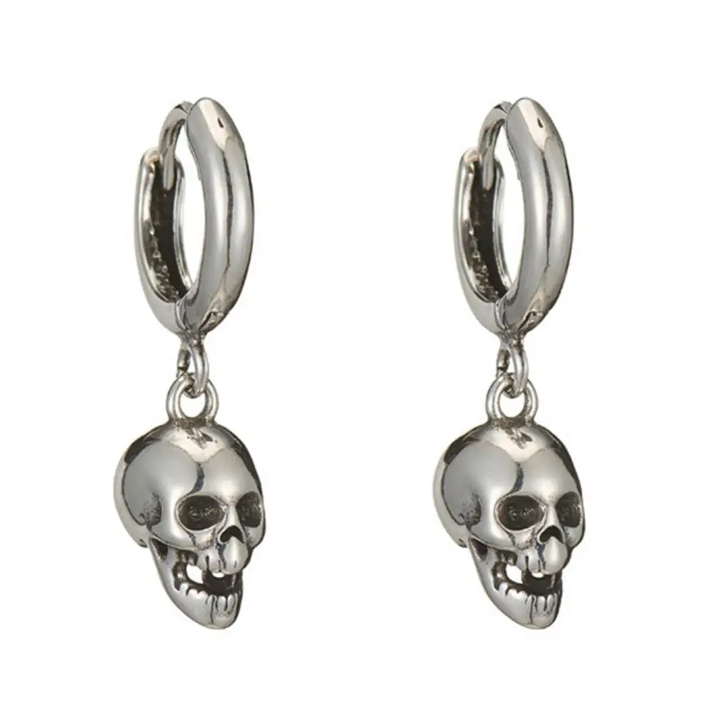 

1 Pair Drop Earrings All-match Anti-fade Jewelry Gift Female Skull Charm Pendant Hoop Earrings Dangle Earrings for Club