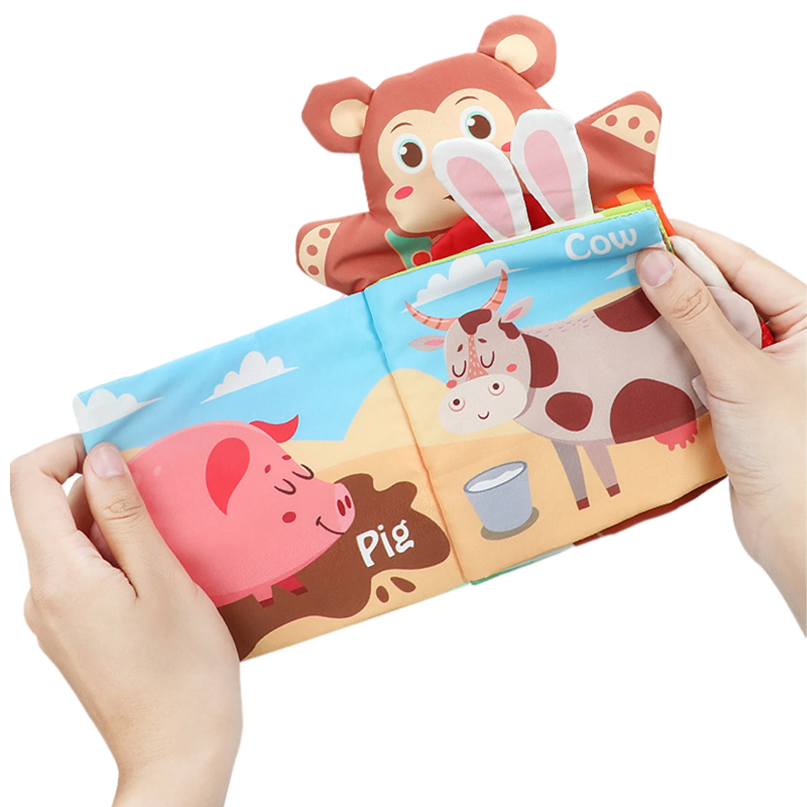 

0-36M Baby Educational Early Learning Toy Tail Cloth Book Parent-child Interactive Paper Puzzle Cloth Book Rattle Baby Toys